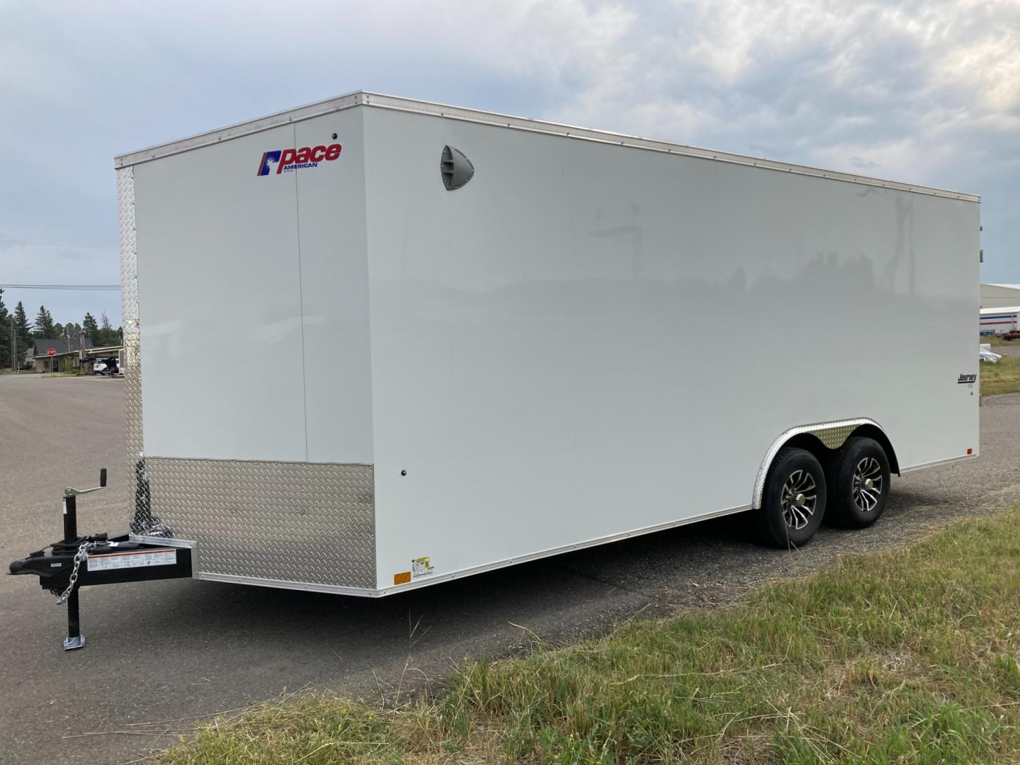 2025 Pace , located at 310 West 1st Ave, Big Timber, MT, 59011, (406) 860-8510, 45.833511, -109.957809 - Pace American Journey SE 81/2 x 20 v-nose car hauler, 10K GVW, 81" rear door opening height, bonded sides - no screws, 16" on center tube sidewall uprights, 16" on center floor crossmembers, tube frame construction, 3/4" Drymax floor, 3/8" Drymax sidewalls, (2) - 5k axles with electric brakes and EZ - Photo#2